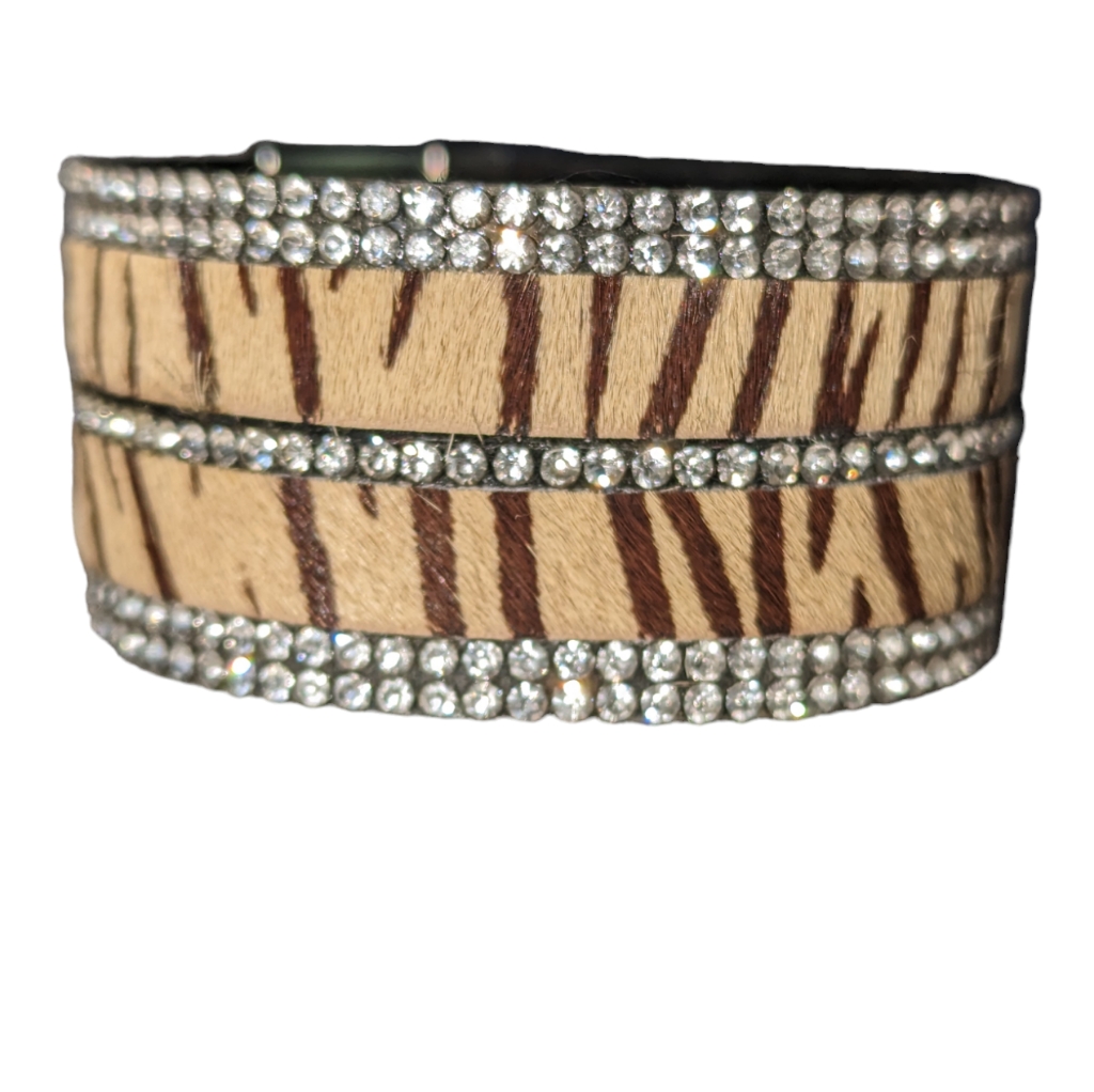 2chic Bracelet Suede Inlay With Rhinestones- Magnetic Snap Close